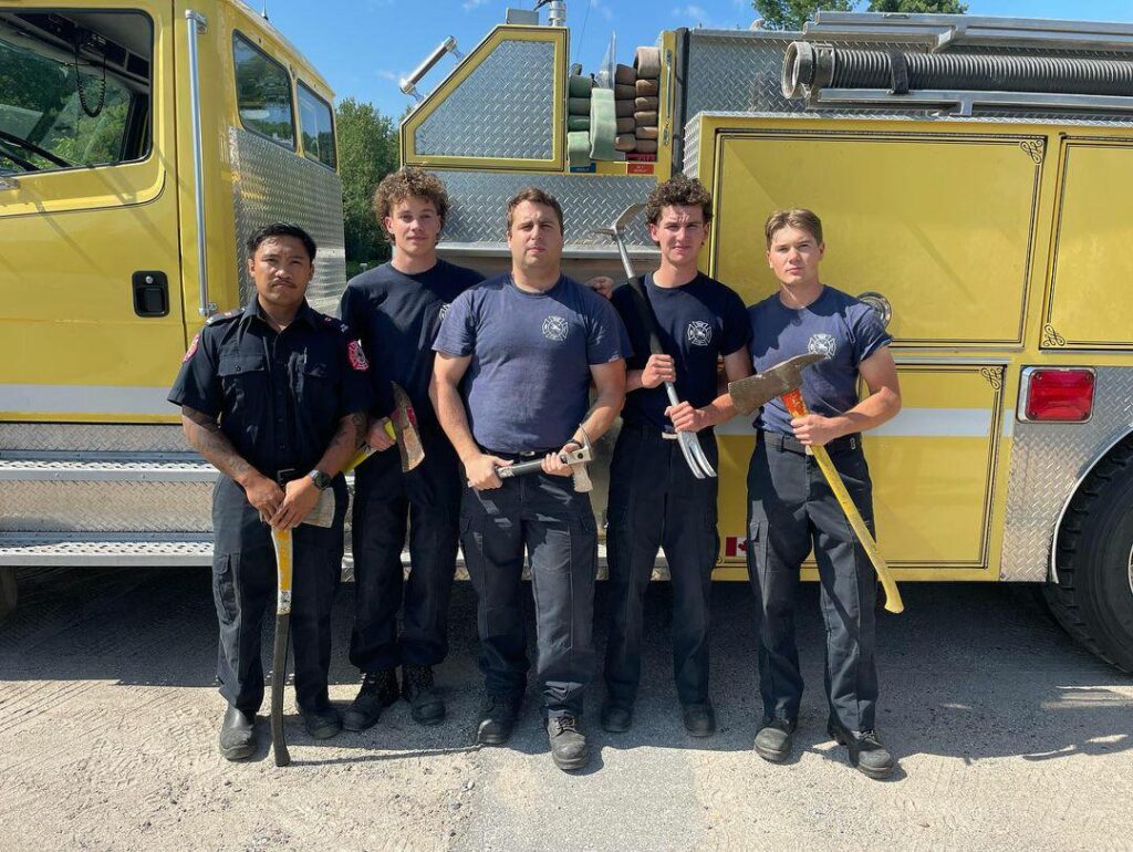 Four pre-service firefighter service students.