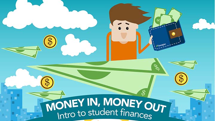 A graphic of a person flying in a dollar bill paper airplane holding a wallet