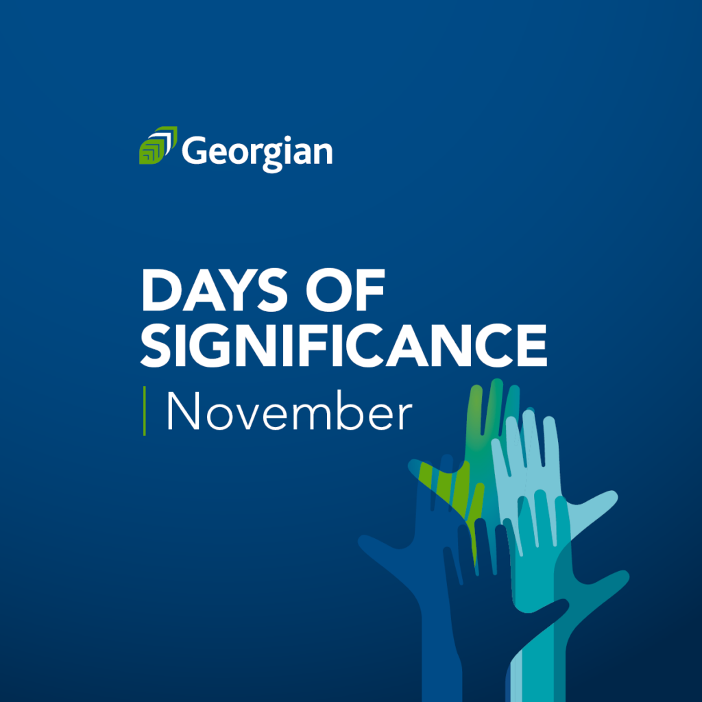 Days of Significance November. 5 hands representing community, inclusion and belonging.