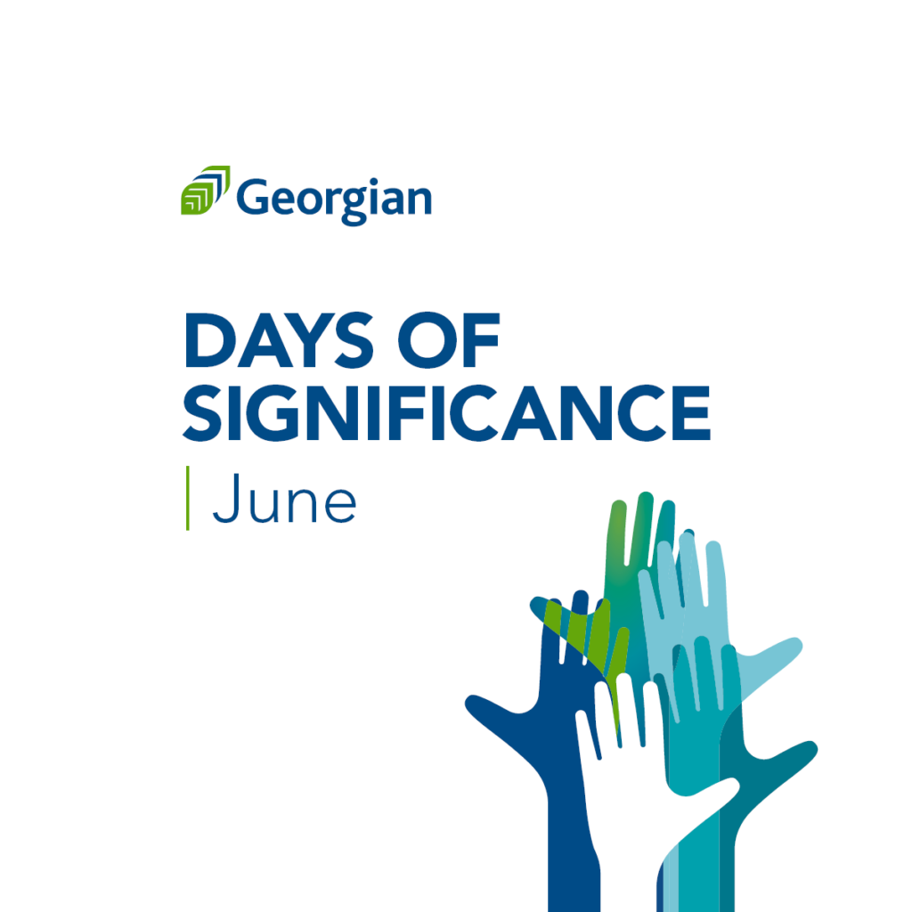Days of Significance, June, Georgian College graphic with hands.