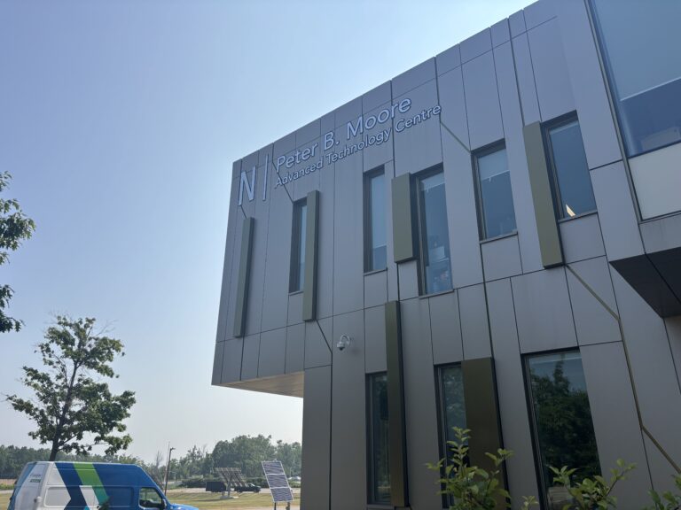 An exterior view of N building at Georgian's Barrie Campus.