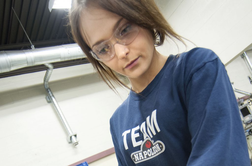 Team Napoleon student working in the HRAC lab