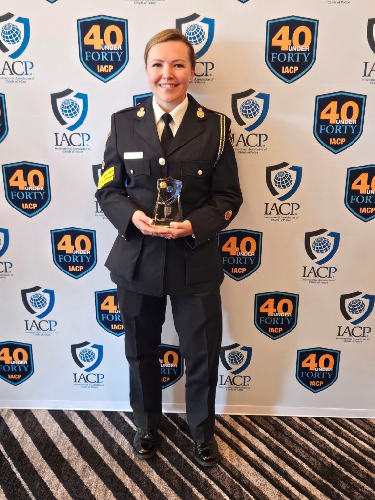Alicia McCracken accepts IACP award 40 under 40
