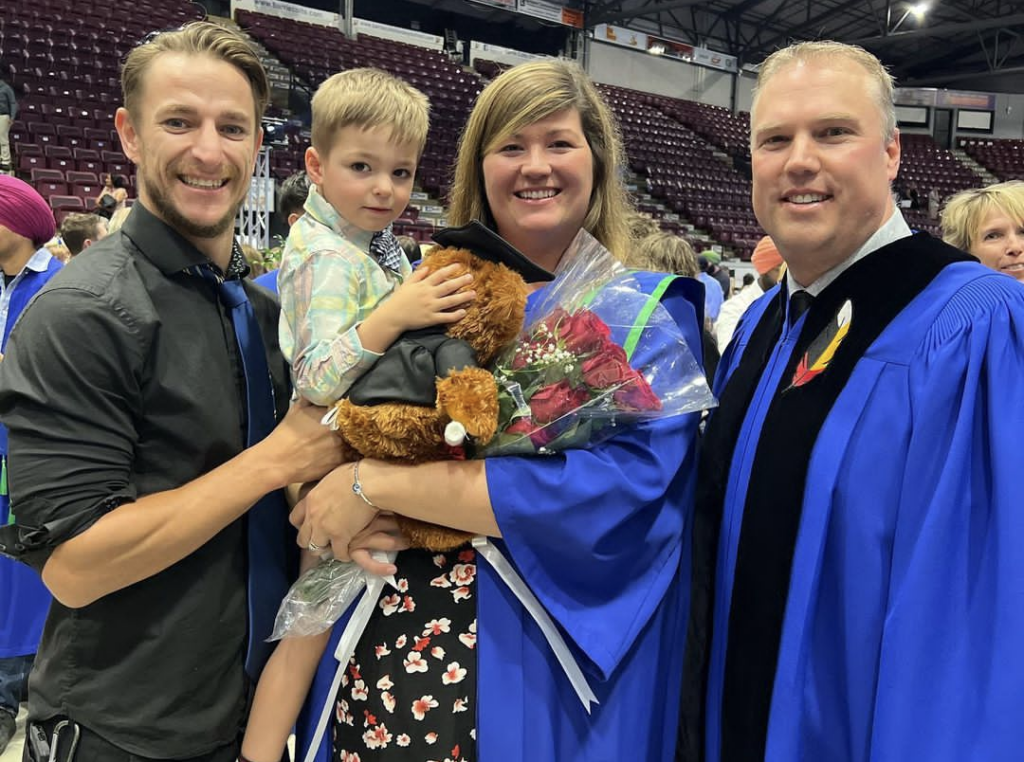 Georgian President and CEO Kevin Weaver with alumna Donna and her family at convocation.