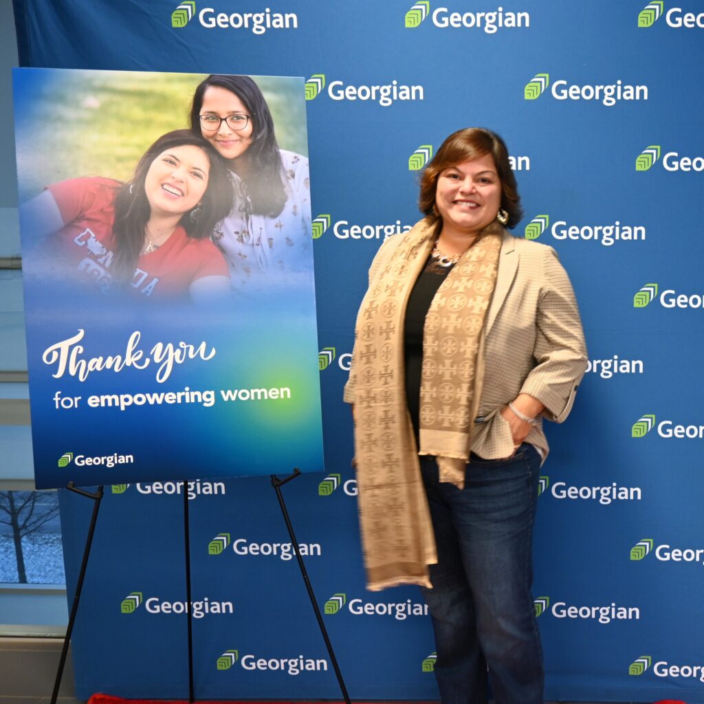 Maria Artuso (class of 2001) attends an appreciation breakfast for the WOMEN’S inTUITION awards and scholarships campaign. 