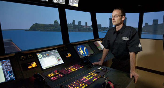 Marine navigation student in the marine simulator