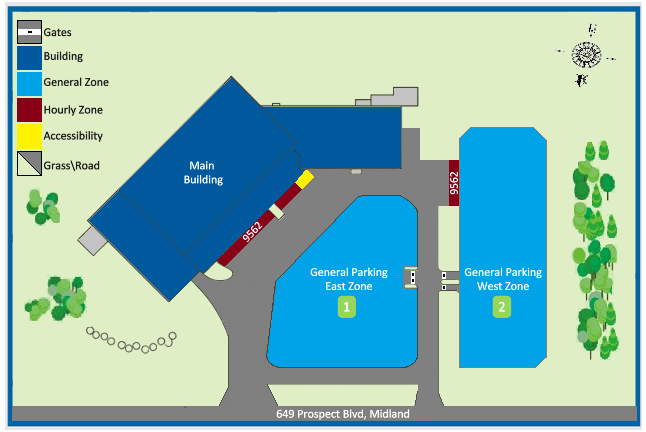 Midland Campus Parking Map