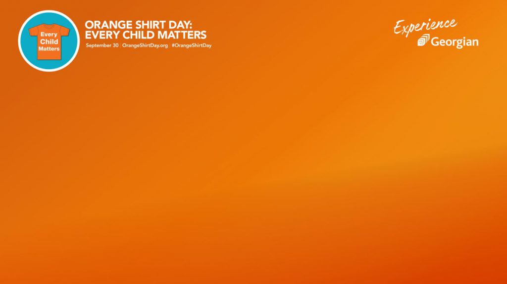 An orange background with "Experience СŶƵ" written in the top-right corner and "Orange Shirt Day: Every Child Matters, Sept. 30, OrangeShirtDay.org, #OrangeShirtDay" written in the top-left corner with an image of an orange T-shirt that says Every Child Matters on it.