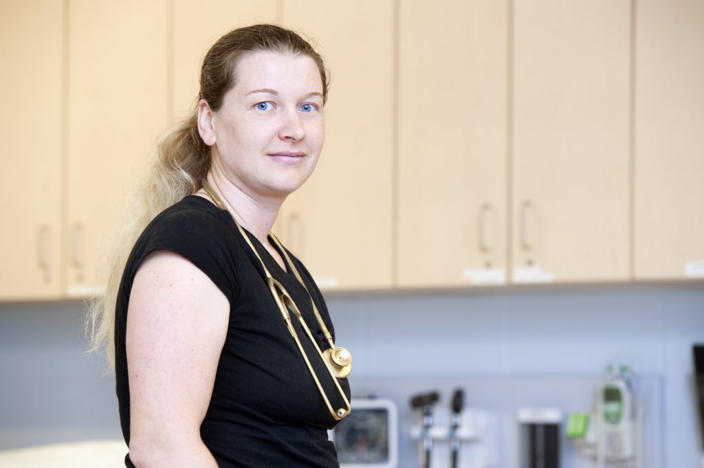 Picture of a nurse with a stethoscope around neck