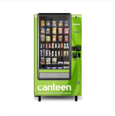 Photo of a green vending machine with the word "Canteen" across the bottom.