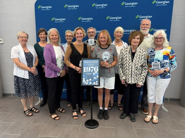 Nursing Class of 1976 pictured with faculty member Sheila Wojcik.