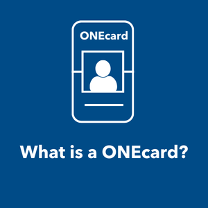 Icon representing a ONEcard with the words "What is a ONEcard?"