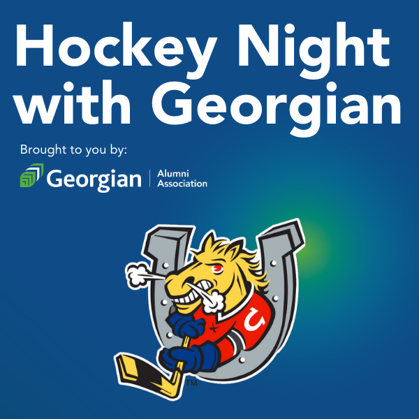 Hockey night with Georgian brought to you by the Georgian College Alumni Association Barrie Colts (logo)