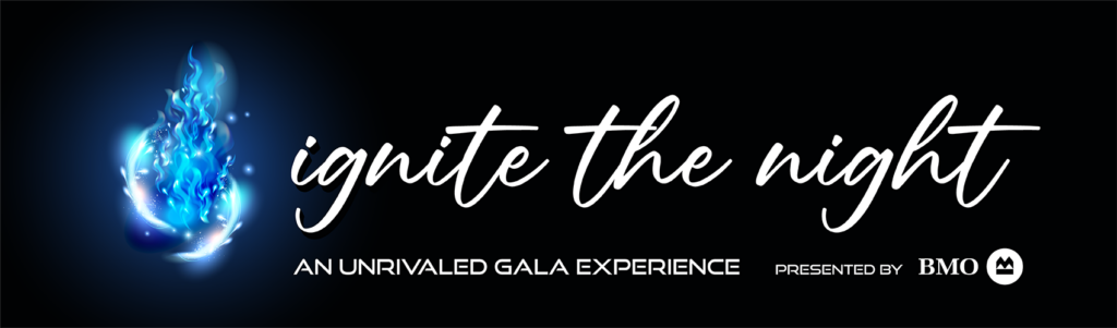 Blue flame graphic ignite the night an unrivaled gala experience presented by bank of montreal