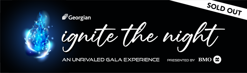 Georgian Ignite the Night An Unrivaled Gala Experience presented by BMO Bank of Montreal logo with blue flame graphic Sold Out banner