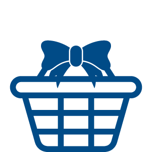 blue wicker basket with bow