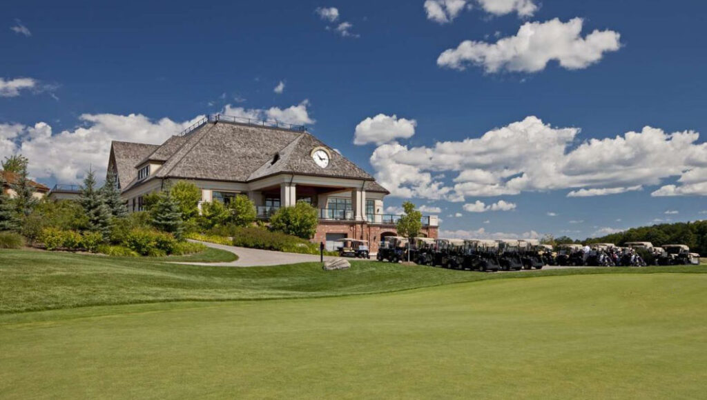 View of the clubhouse at The Club at Bond Head from the putting green