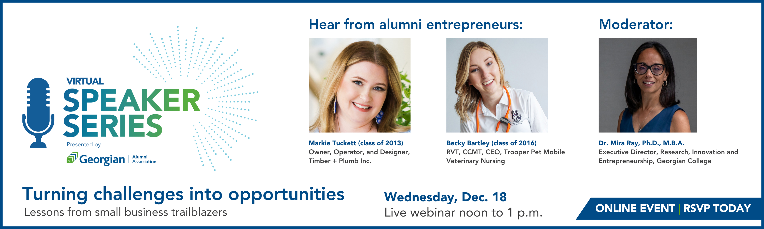 Alumni Speaker Series: Turning challenges into opportunities - Lessons from small business trailblazers. 