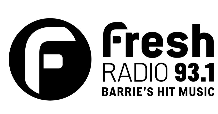 "Fresh Radio 93.1" logo with text "Barrie's Hit Music"