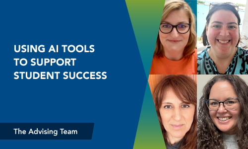 Headshot banner for the Advising Team's article about Teaching with AI