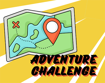 Image of a vector map on yellow background representing adventure challenge