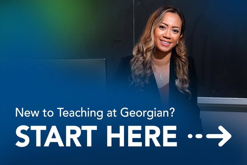 New to teaching banner. Female faculty smiling.