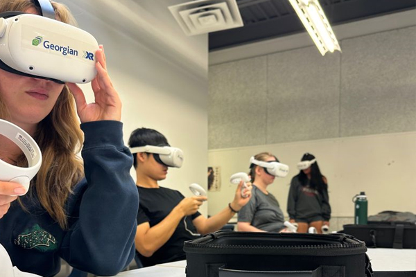 Group of people wearing VR headsets