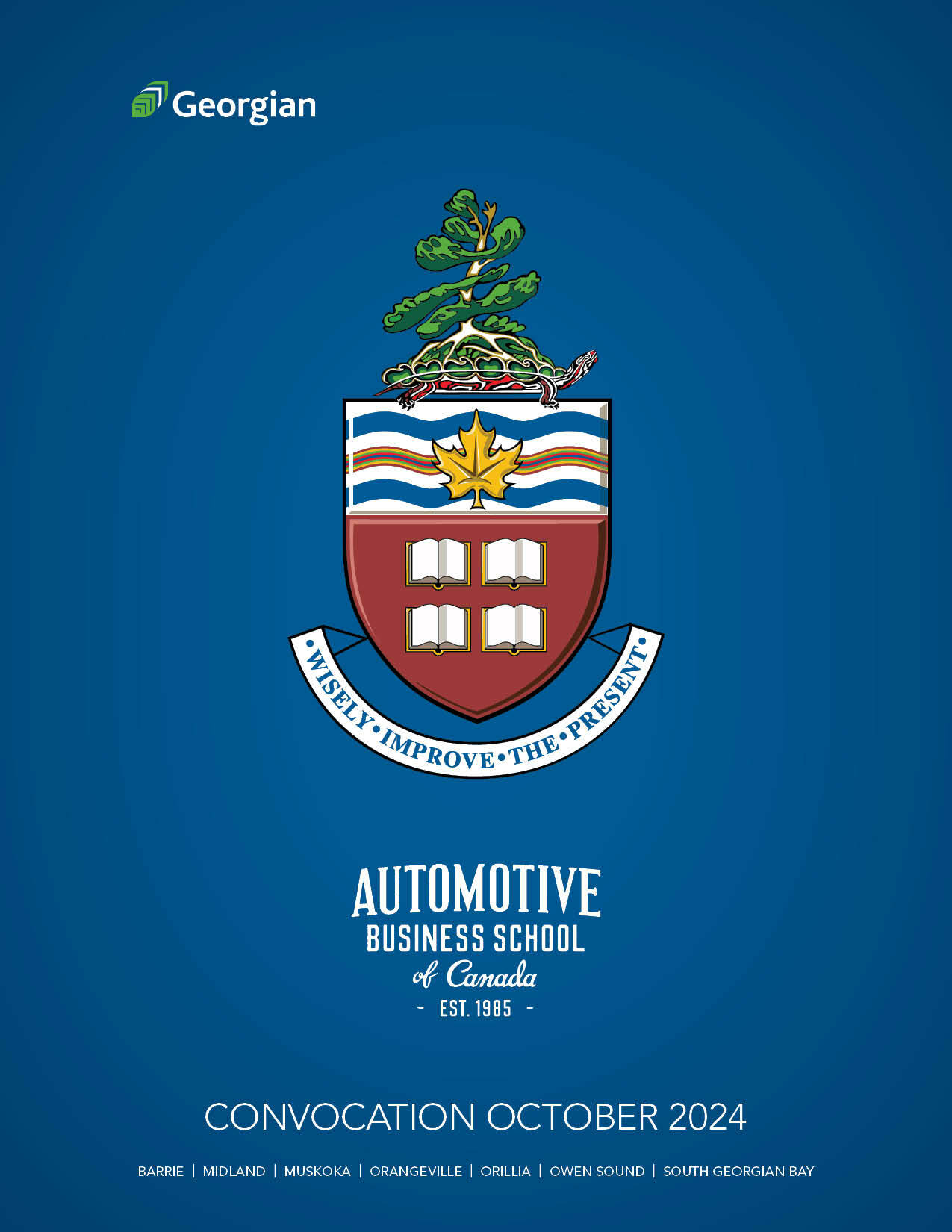 Automotive Business School of Canada Convocation Guide: October 2024 (featuring the Georgian College logo and coat of arms, and Automotive Business School of Canada logo)