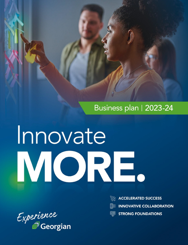 Innovate MORE. 2023-24 Georgian College Business plan cover page