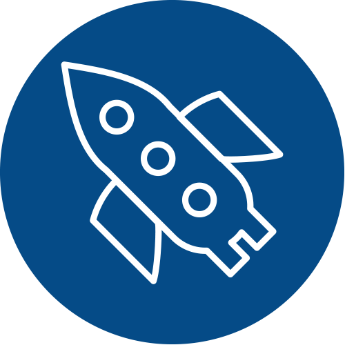 Rocket ship icon for Georgian's focus on accelerated success in our 2022-24 strategic plan