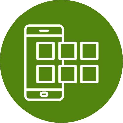 Cellphone networking icon for Georgian's focus on innovative collaboration in our 2022-24 strategic plan
