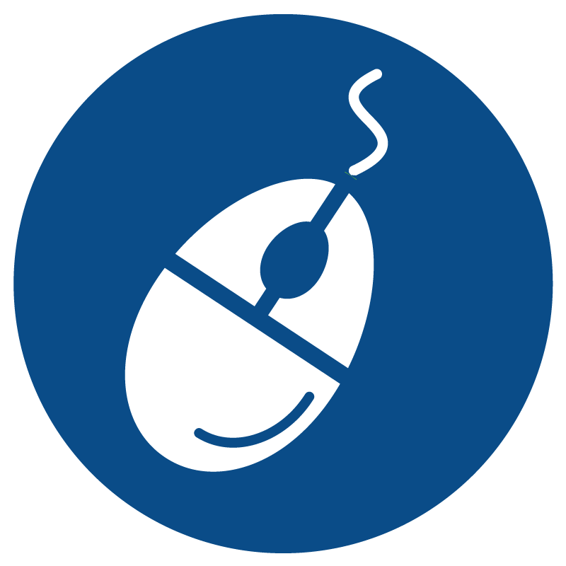 Icon of a computer mouse, portraying online Corporate Training solutions