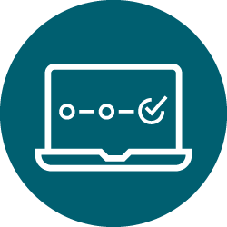 Step four to apply for OSAP: Monitor and follow through (featuring an icon of a laptop screen with a progress tracker on it, including a checkmark in the final step)