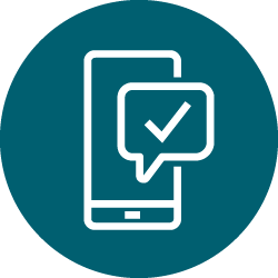 Step six to apply for OSAP: Electronic confirmation of enrolment (featuring an icon of a cellphone with a checkmark in a speech bubble on the screen)