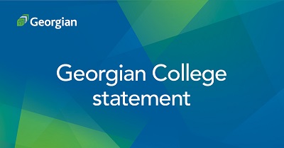 Georgian College statement graphic with logo and brand colours