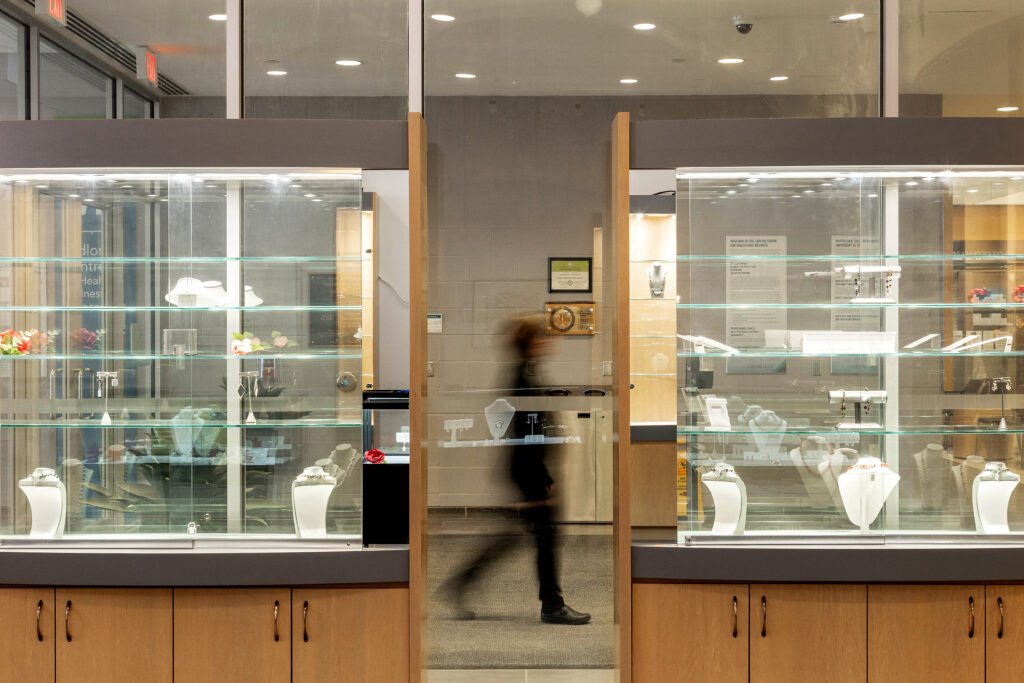 Displays inside the jewellery store