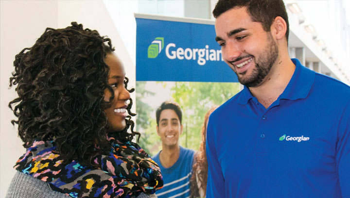Man and woman on a campus tour