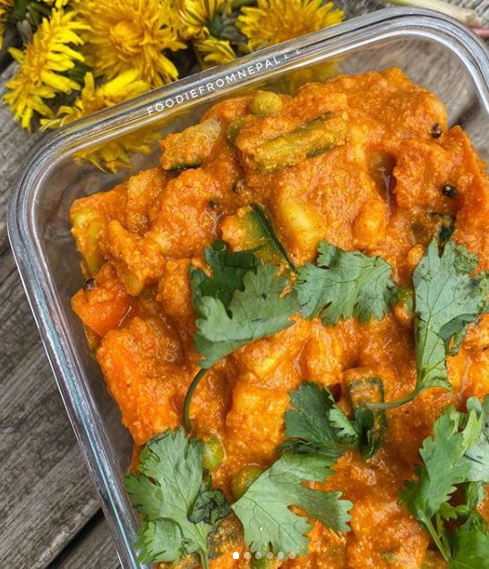 Food in a container.