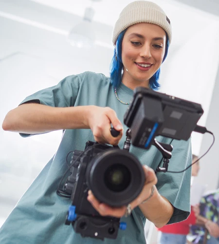  Art, Design and Creative Industries student holds film camera