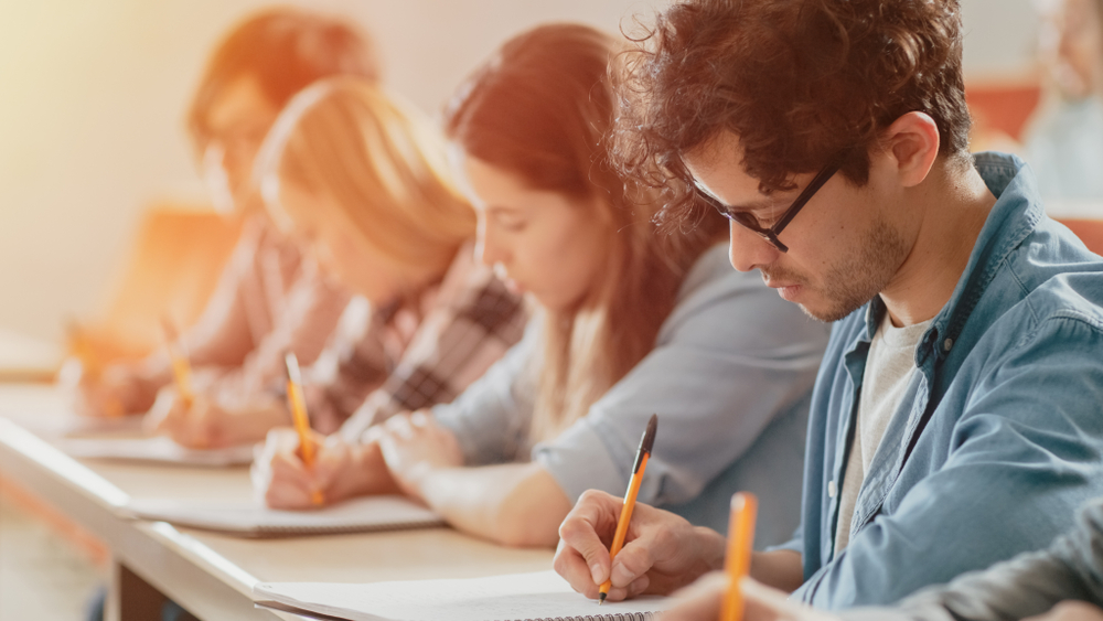 Students writing an exam