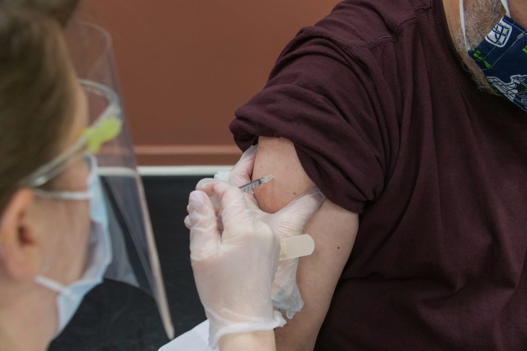 A person getting vaccinated