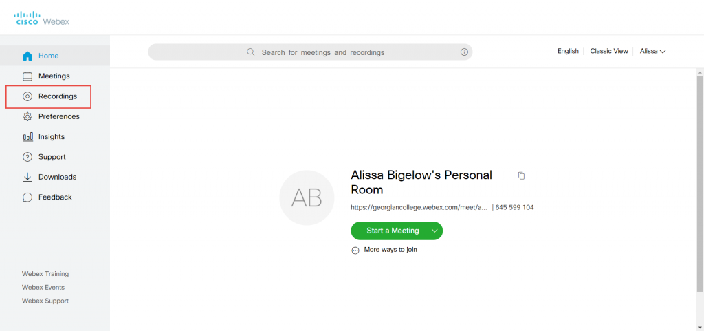Webex recordings