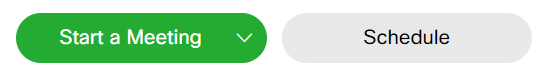 webex green start a meeting and grey schedule buttons